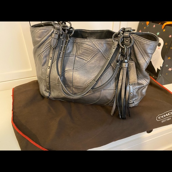 Grey Coach Leather Shoulder Bag - Picture 7 of 7